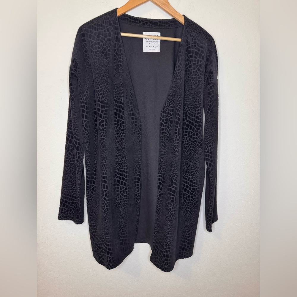 One Teaspoon Black Velvet Snakeskin Pattern Open-Front Cardigan